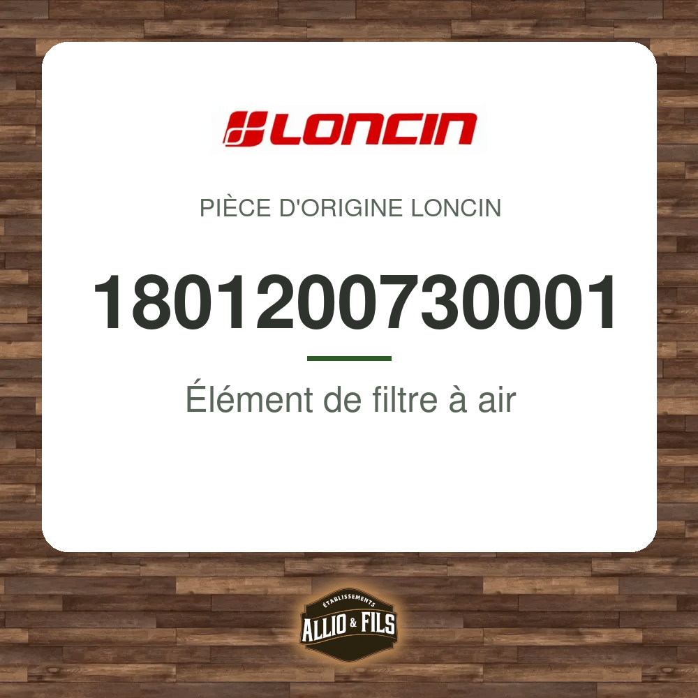 Élément de filtre à air - Loncin 1801200730001