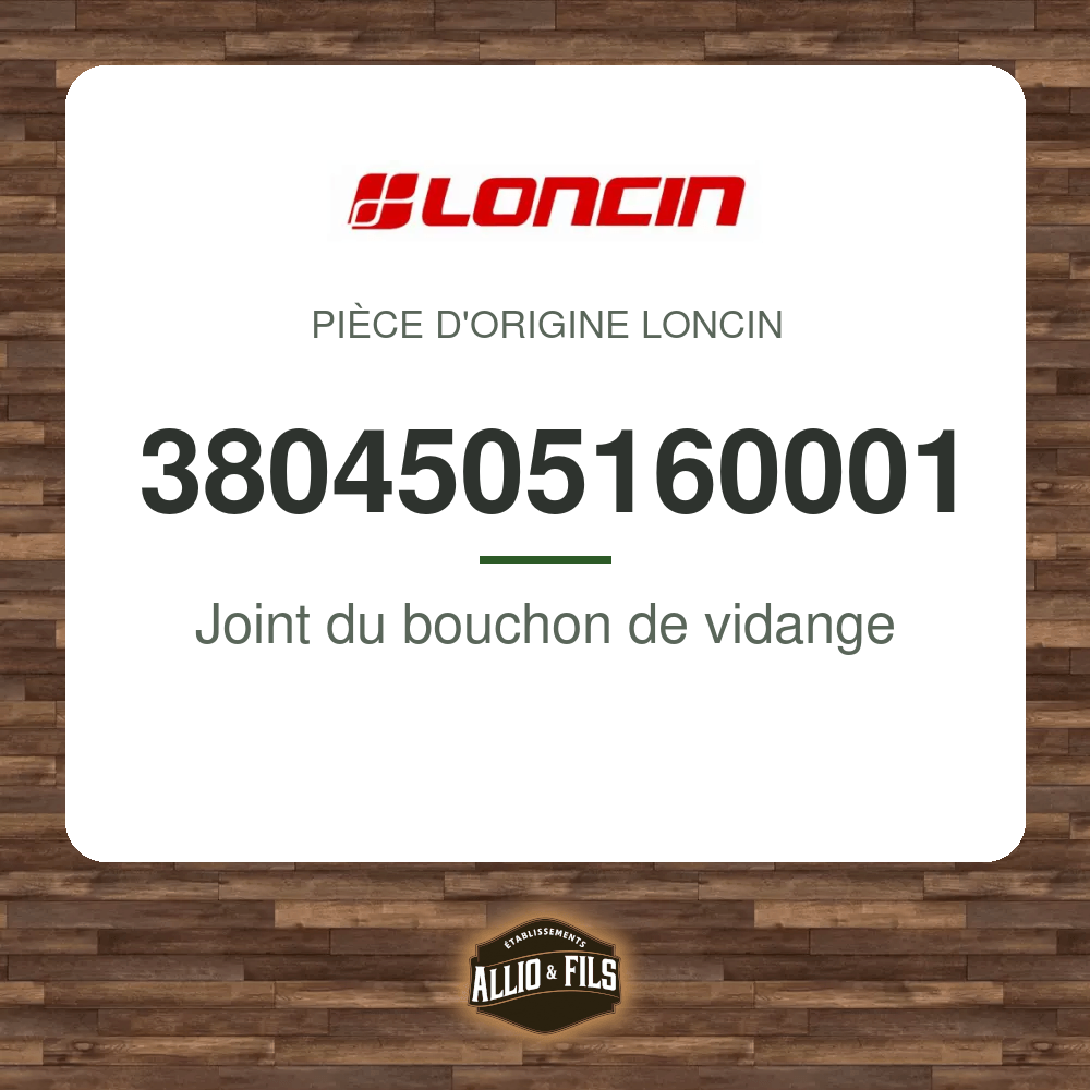 Joint du bouchon de vidange - Loncin 3804505160001