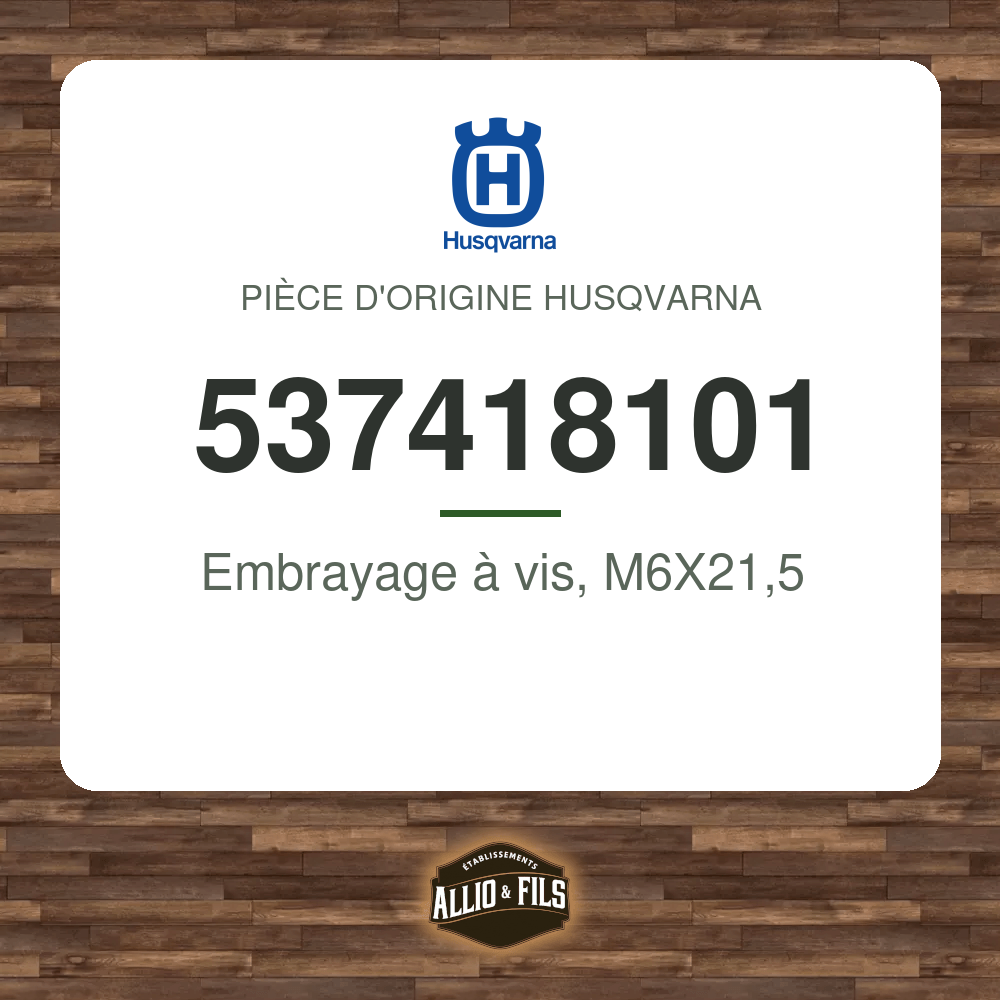 Embrayage à vis, M6X21,5 - Husqvarna 537418101