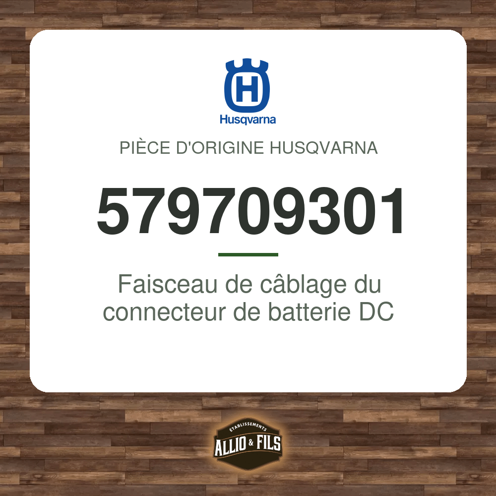 Faisceau de câblage du connecteur de batterie DC - Husqvarna 579709301