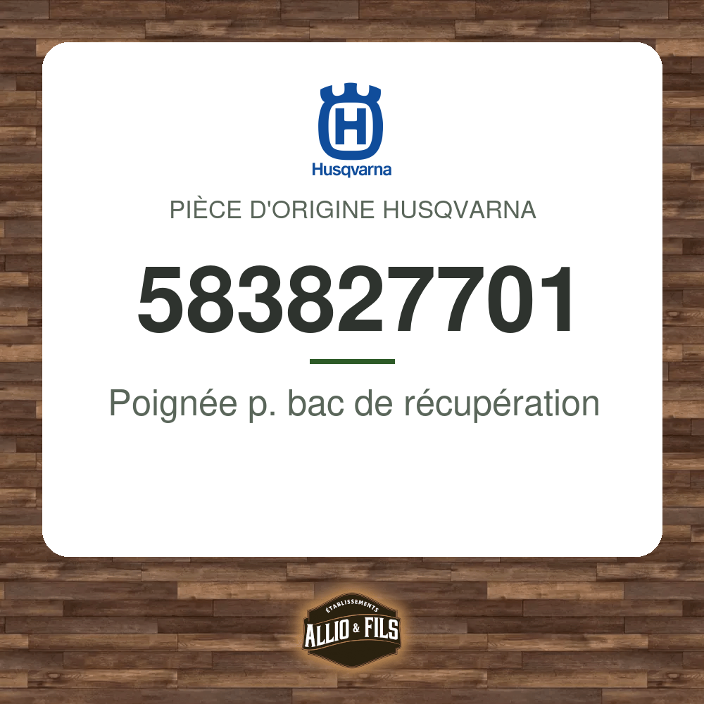 Poignée p. bac de récupération - Husqvarna 583827701