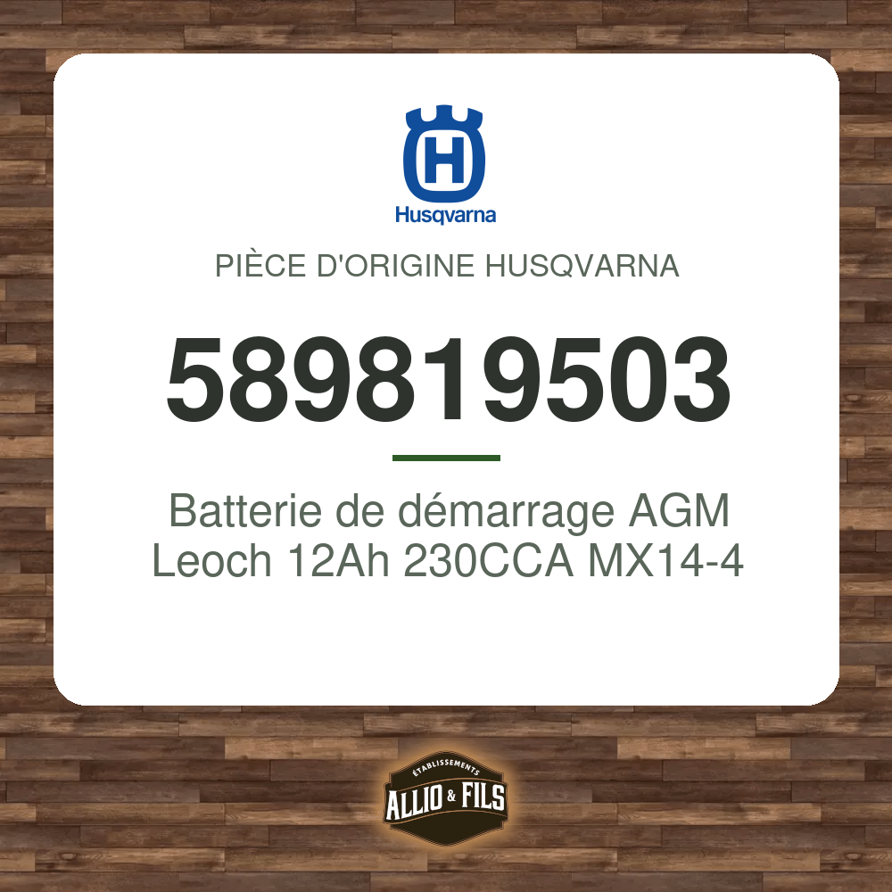 Batterie de démarrage AGM Leoch 12Ah 230CCA MX14-4 - Husqvarna 589819503