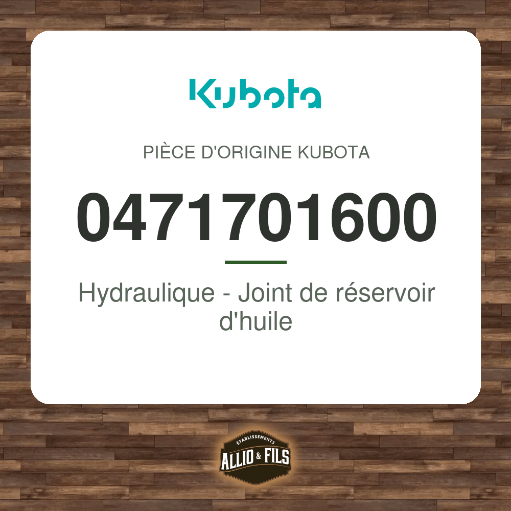 Hydraulique - Joint de réservoir d'huile - Kubota 0471701600