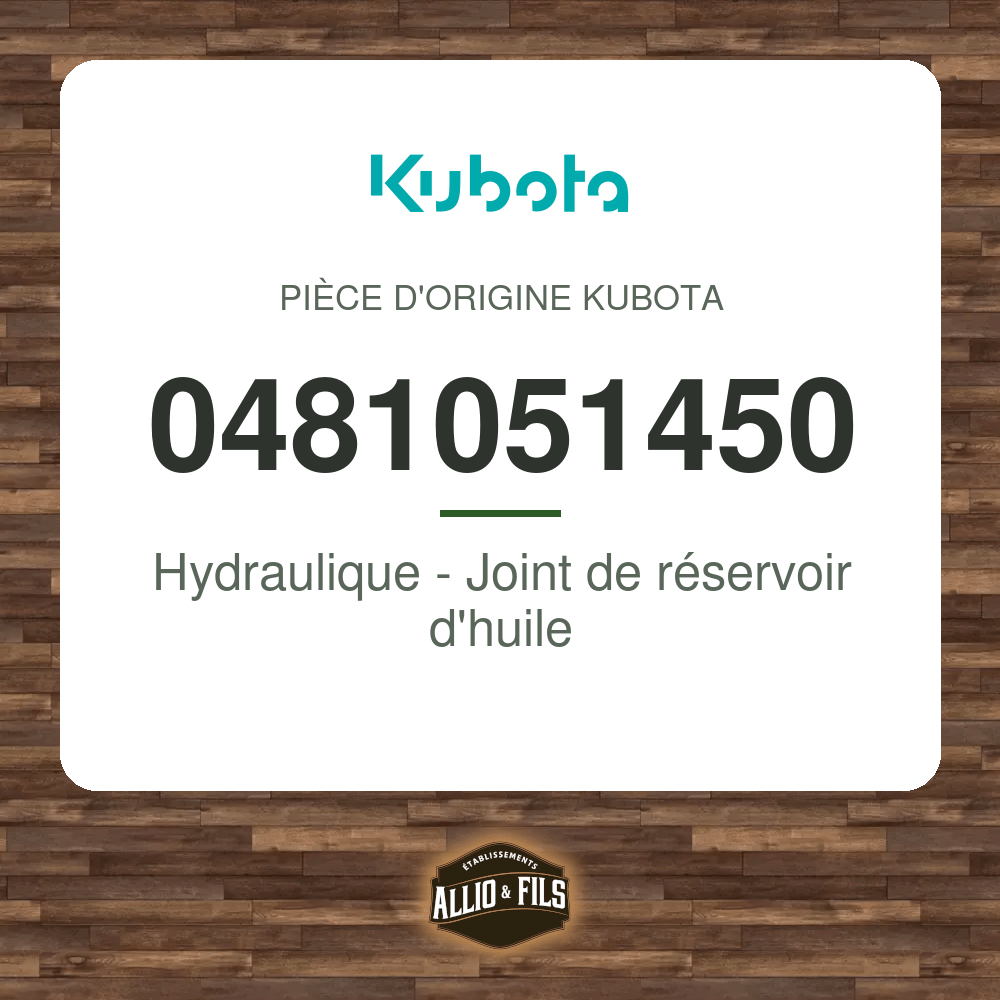 Hydraulique - Joint de réservoir d'huile - Kubota 0481051450