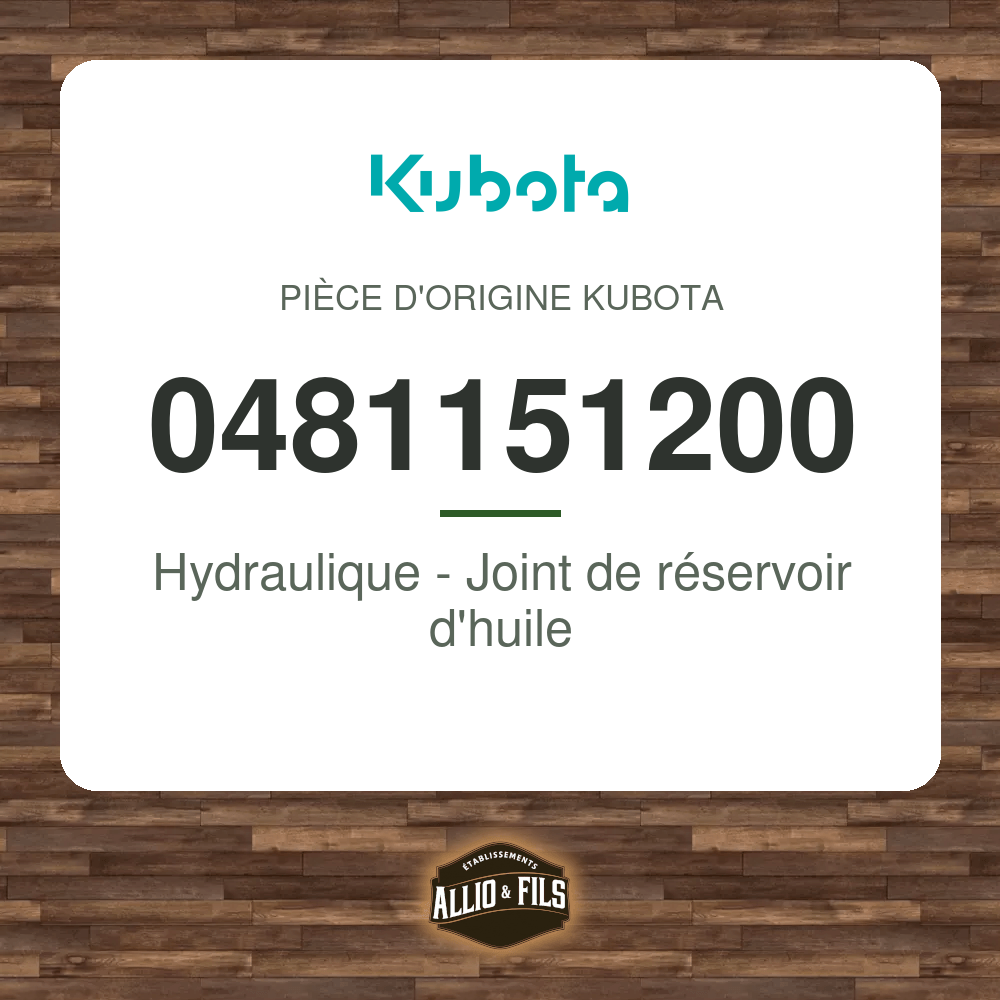Hydraulique - Joint de réservoir d'huile - Kubota 0481151200