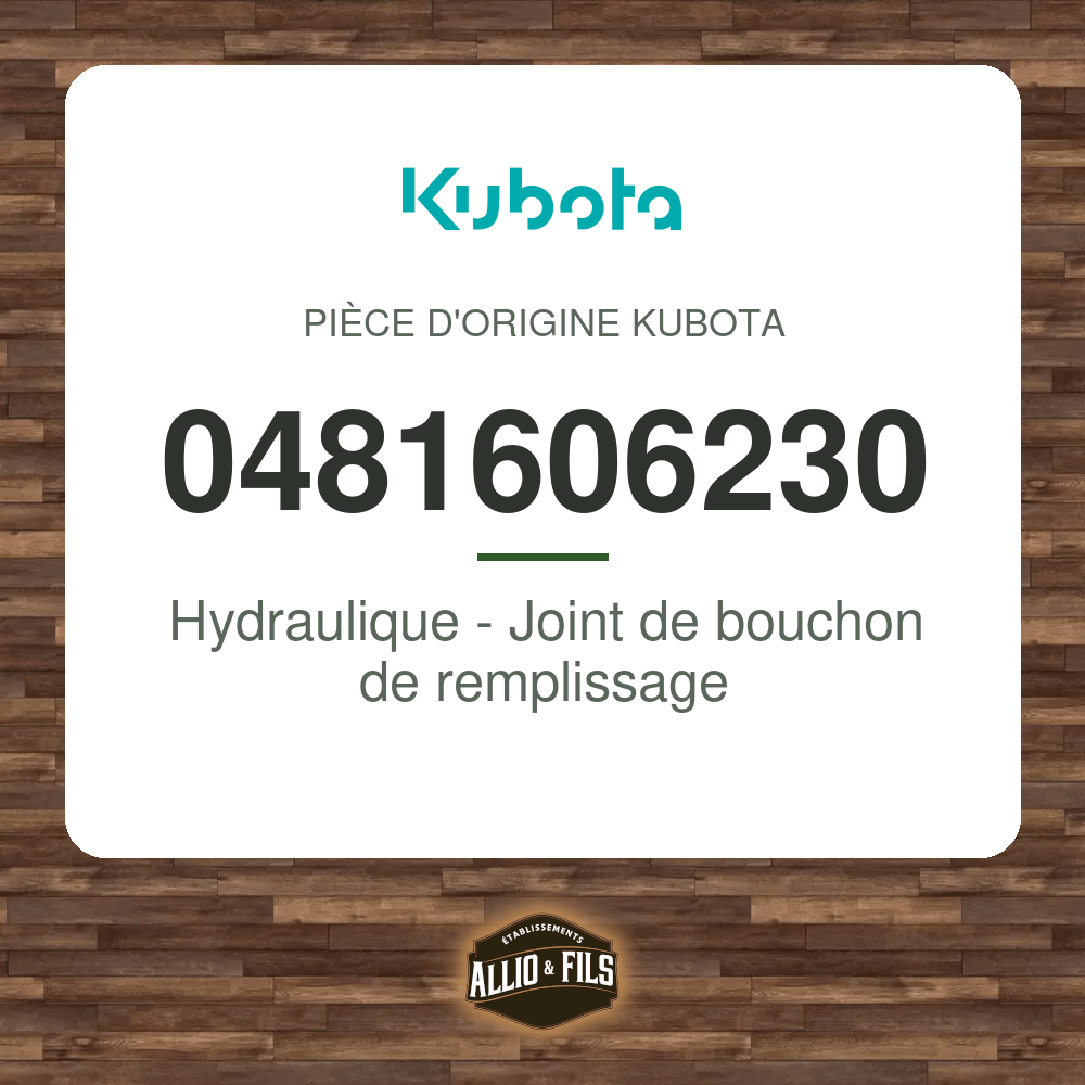 Hydraulique - Joint de bouchon de remplissage - Kubota 0481606230