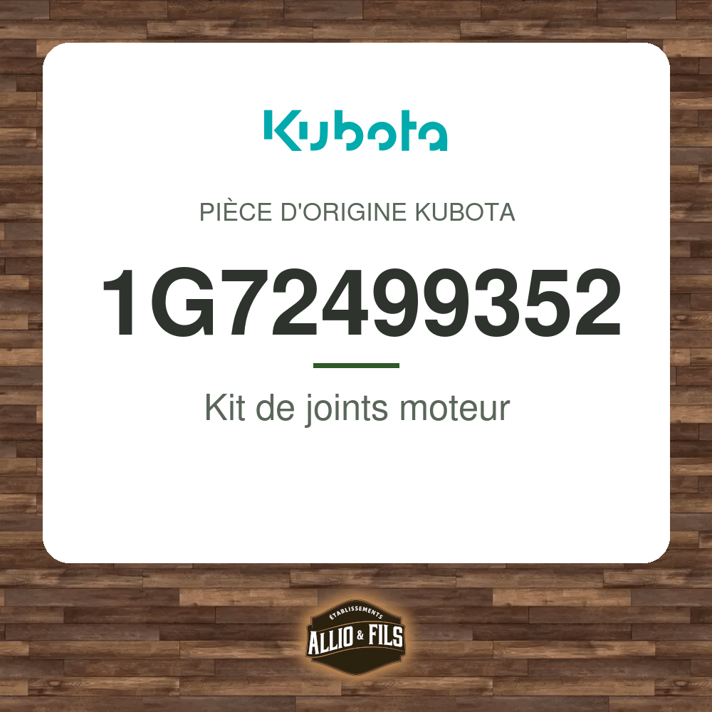Kit de joints moteur - Kubota 1G72499352
