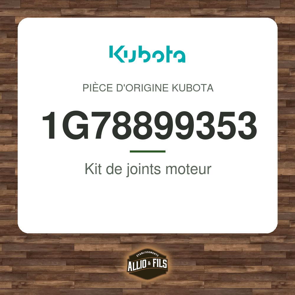 Kit de joints moteur - Kubota 1G78899353