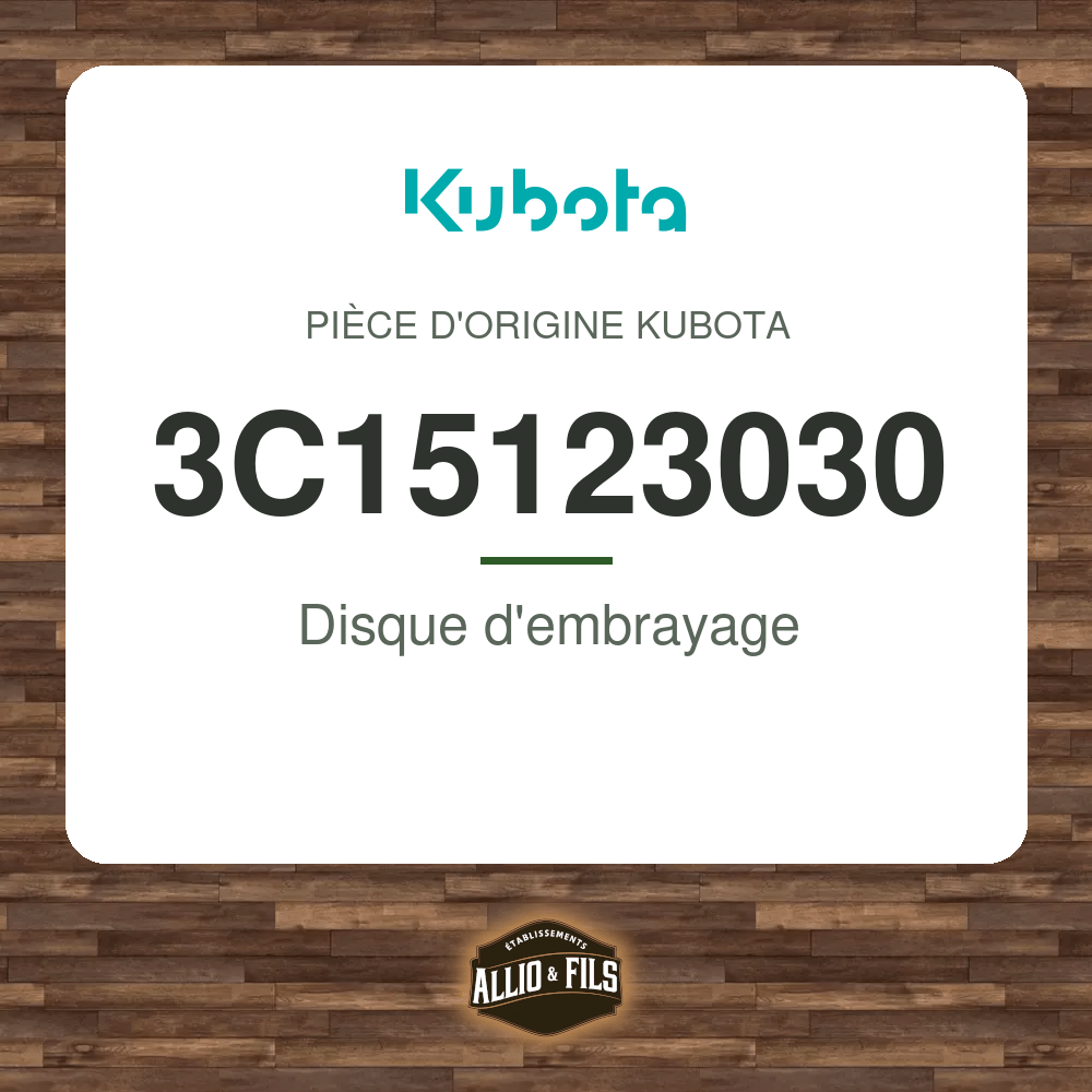Disque d'embrayage - Kubota 3C15123030