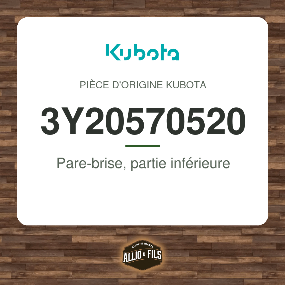 Pare-brise, partie inférieure - Kubota 3Y20570520