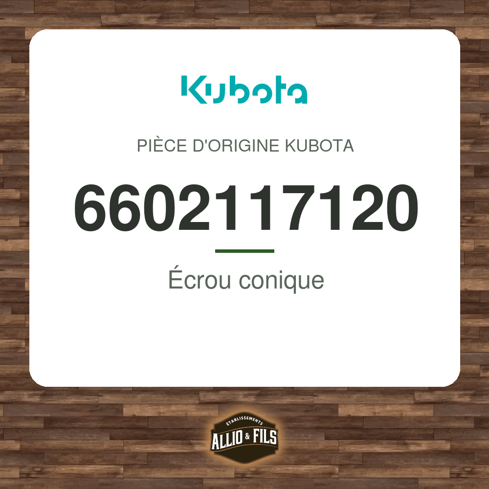Écrou conique - Kubota 6602117120