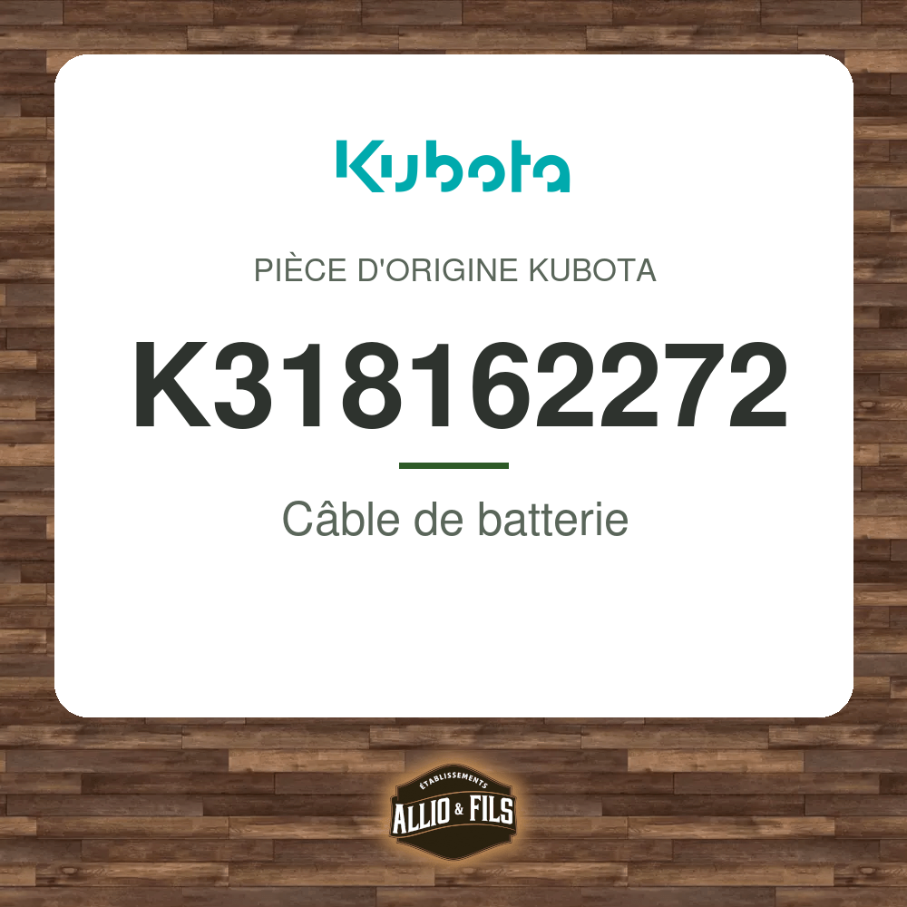 Câble de batterie - Kubota K318162272