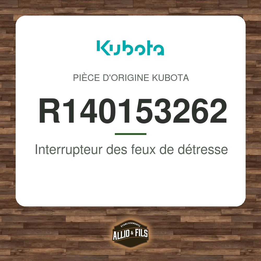 Interrupteur des feux de détresse - Kubota R140153262