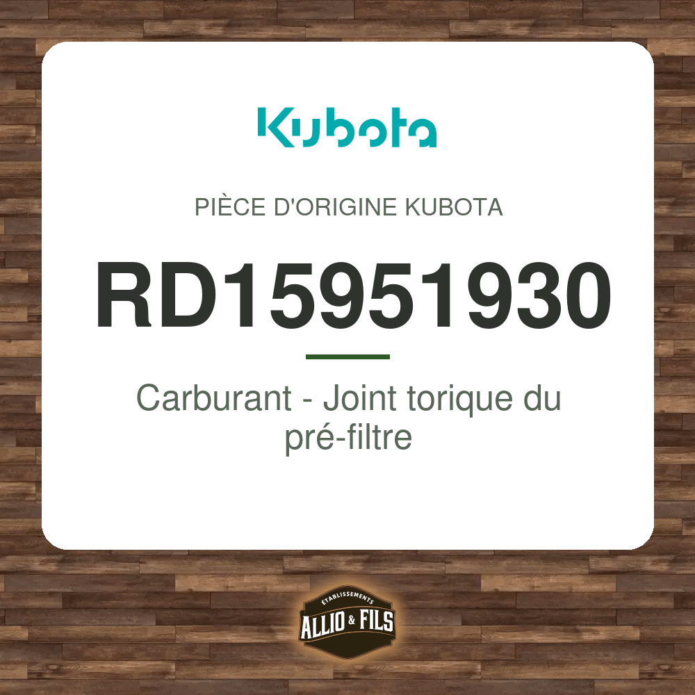 Carburant - Joint torique du pré-filtre - Kubota RD15951930