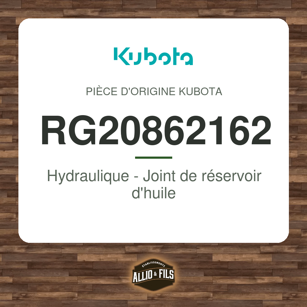 Hydraulique - Joint de réservoir d'huile - Kubota RG20862162