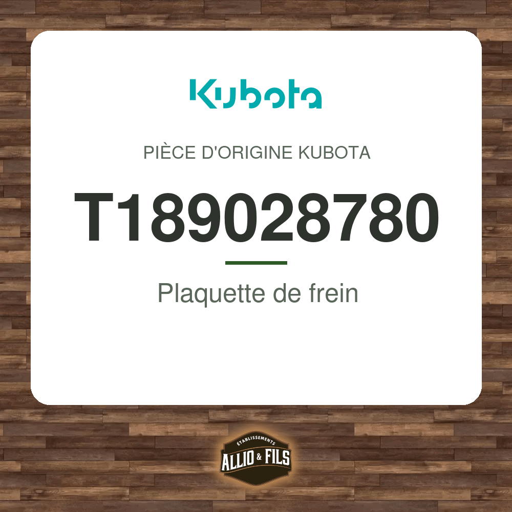 Plaquette de frein - Kubota T189028780