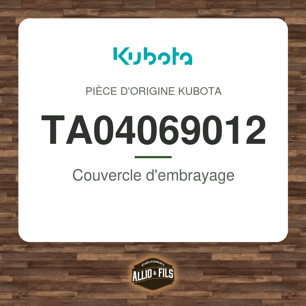 Couvercle d'embrayage - Kubota TA04069012