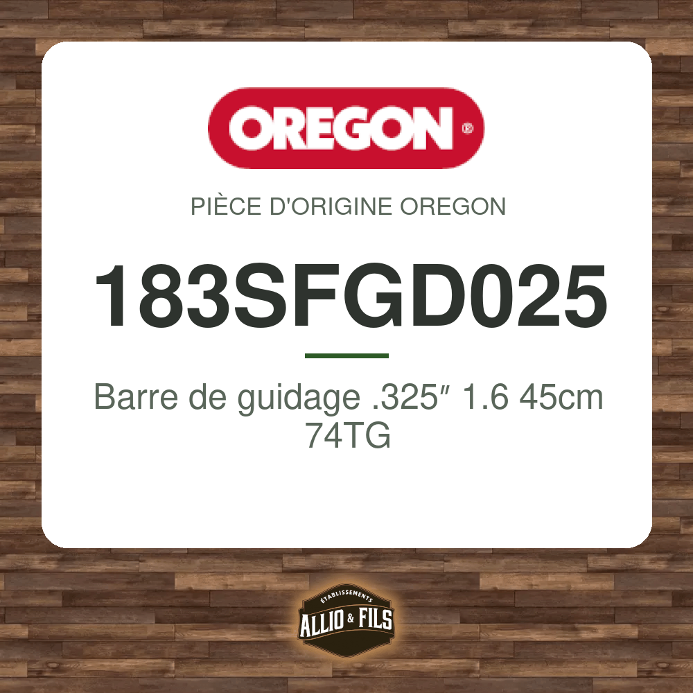 Barre de guidage .325″ 1.6 45cm 74TG - Oregon 183SFGD025
