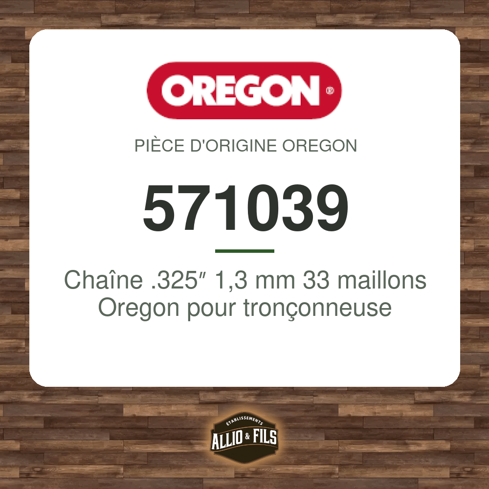 Chaîne .325″ 1,3 mm 33 maillons Oregon pour tronçonneuse - 571039