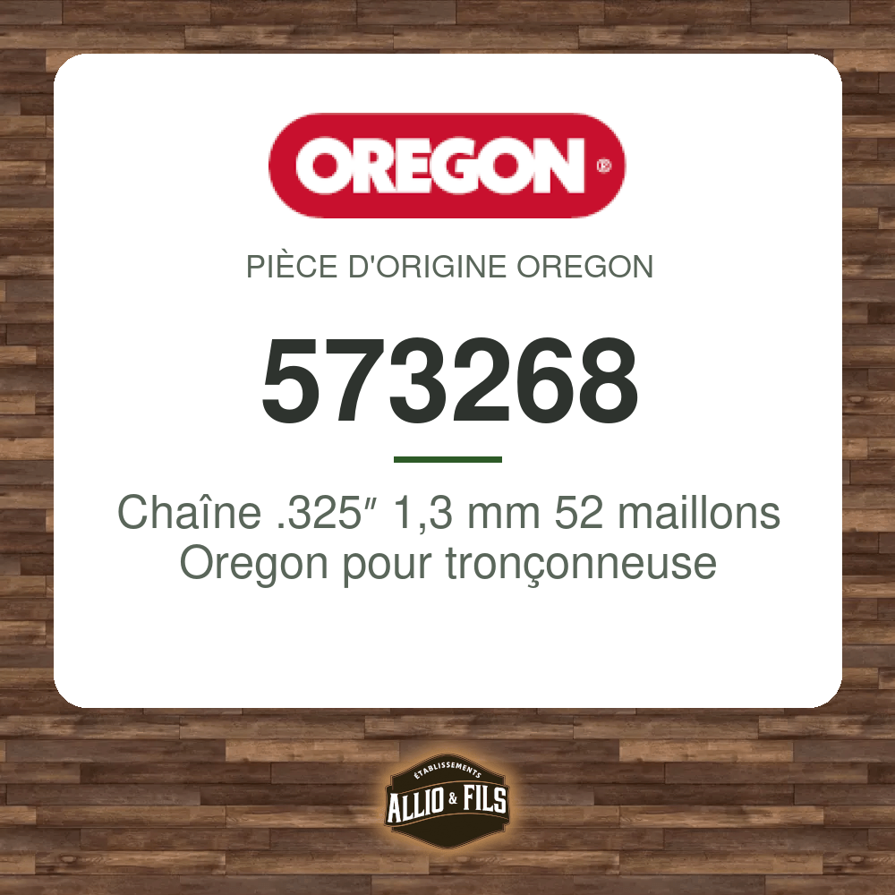 Chaîne .325″ 1,3 mm 52 maillons Oregon pour tronçonneuse - 573268