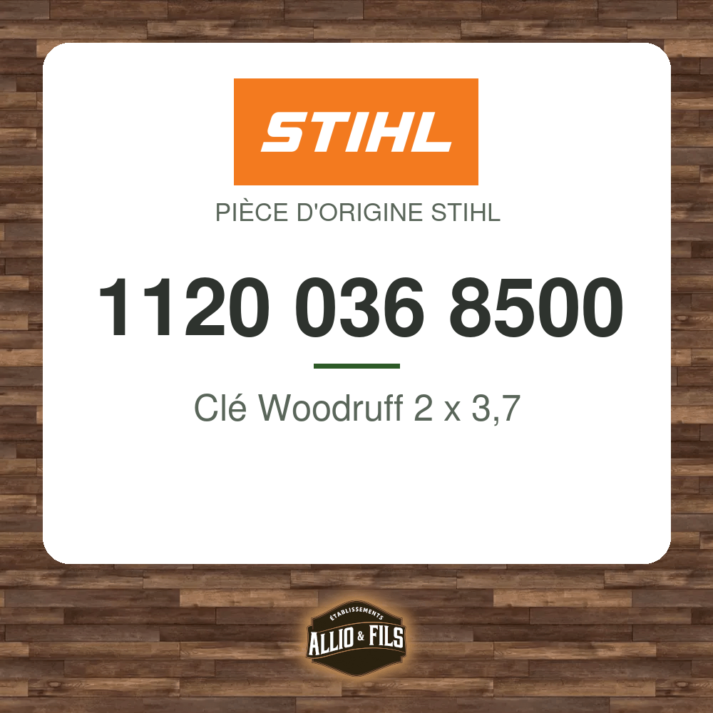 Clé Woodruff 2 x 3,7 - Stihl 1120 036 8500