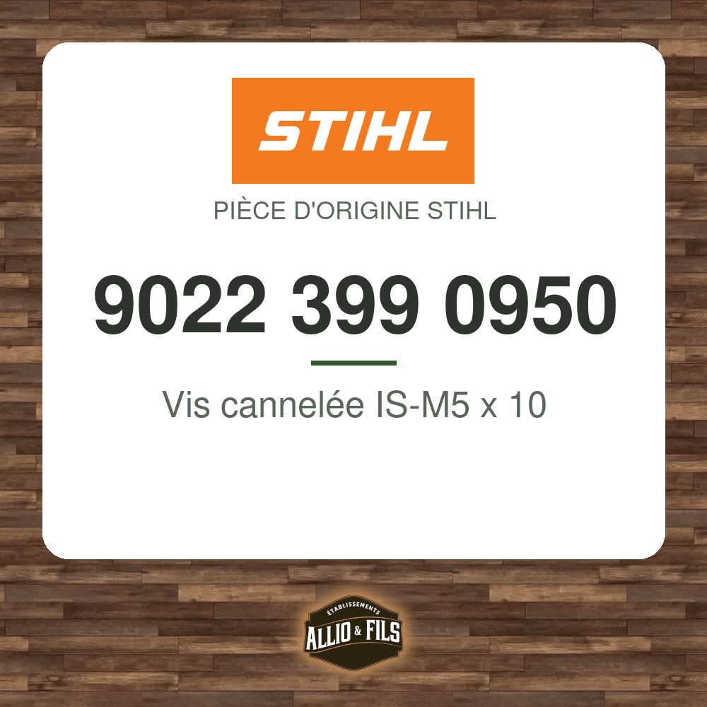Vis cannelée IS-M5 x 10 - Stihl 9022 399 0950