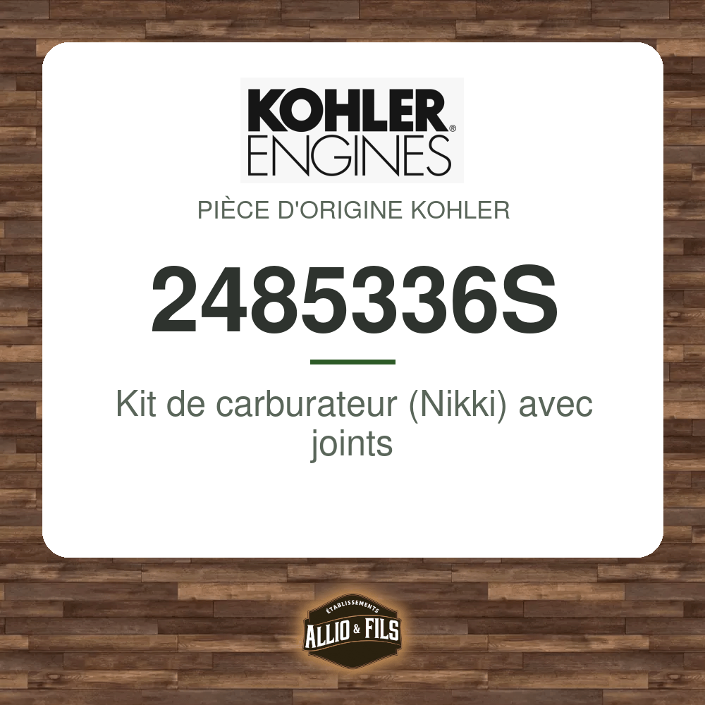 Kit de carburateur (Nikki) avec joints - Kohler 2485336S