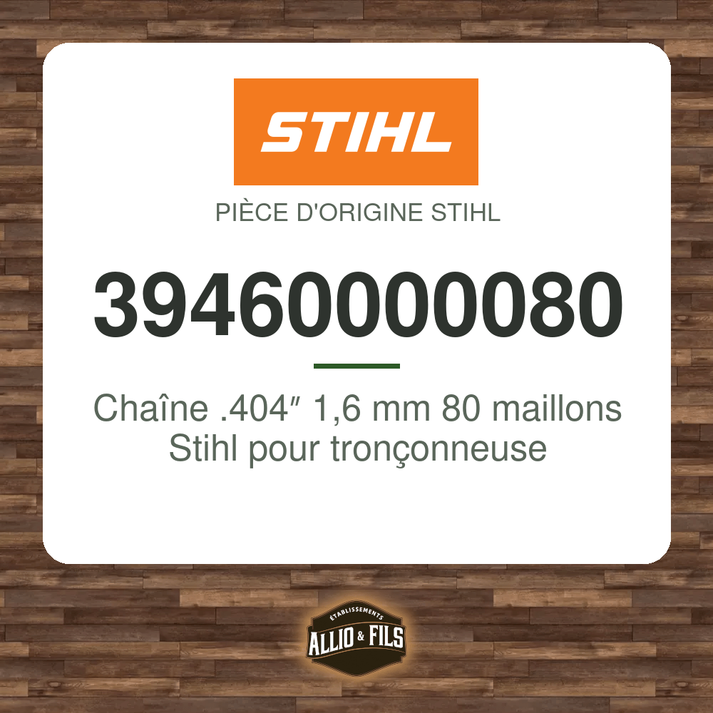 Chaîne .404″ 1,6 mm 80 maillons Stihl pour tronçonneuse - 39460000080