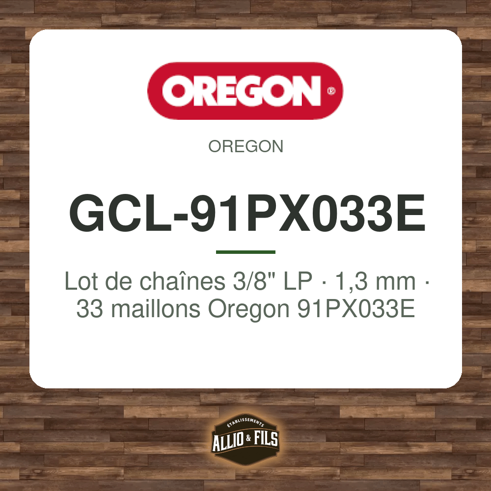 Lot de chaînes 3/8" LP · 1,3 mm · 33 maillons Oregon 91PX033E