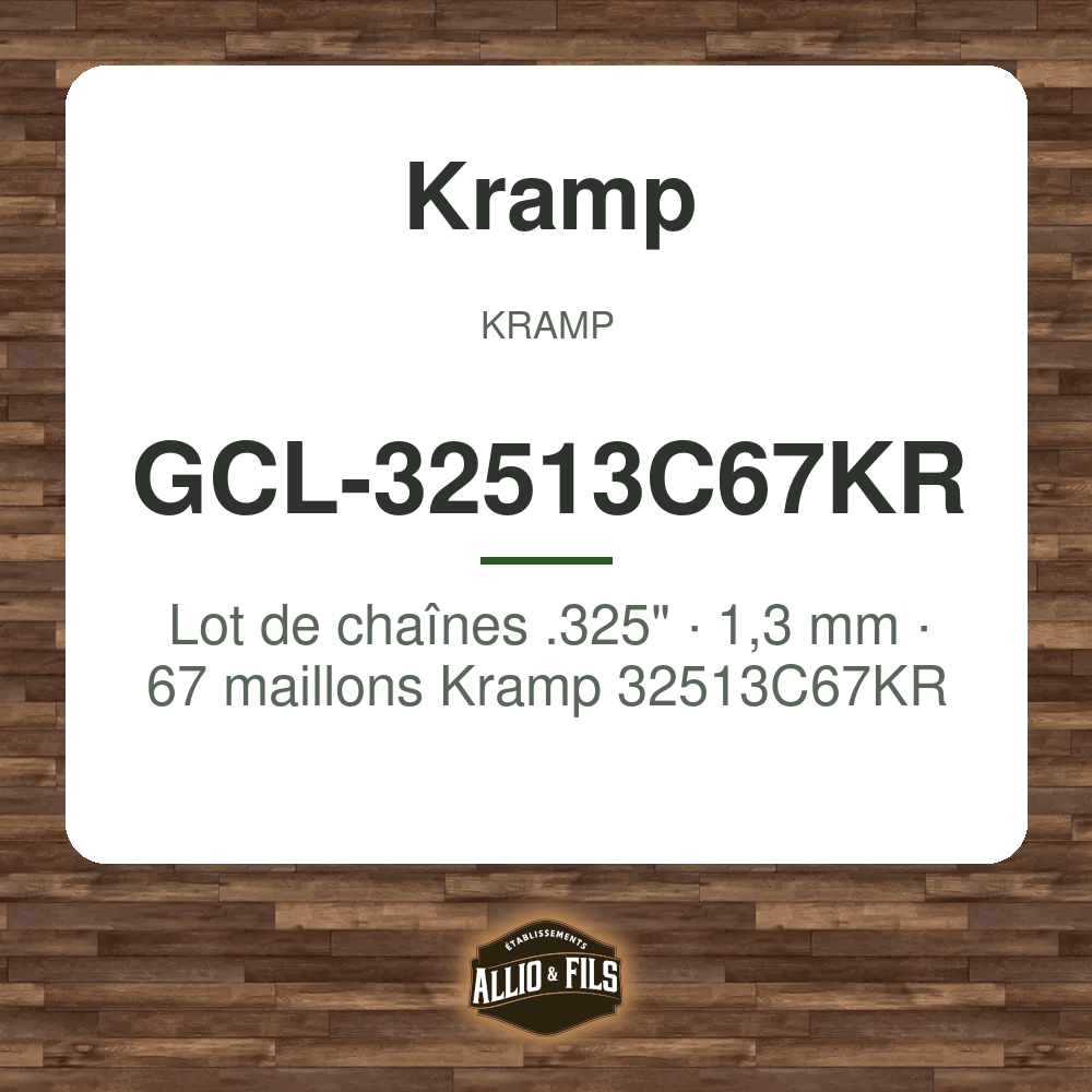 Lot de chaînes .325" · 1,3 mm · 67 maillons Kramp 32513C67KR
