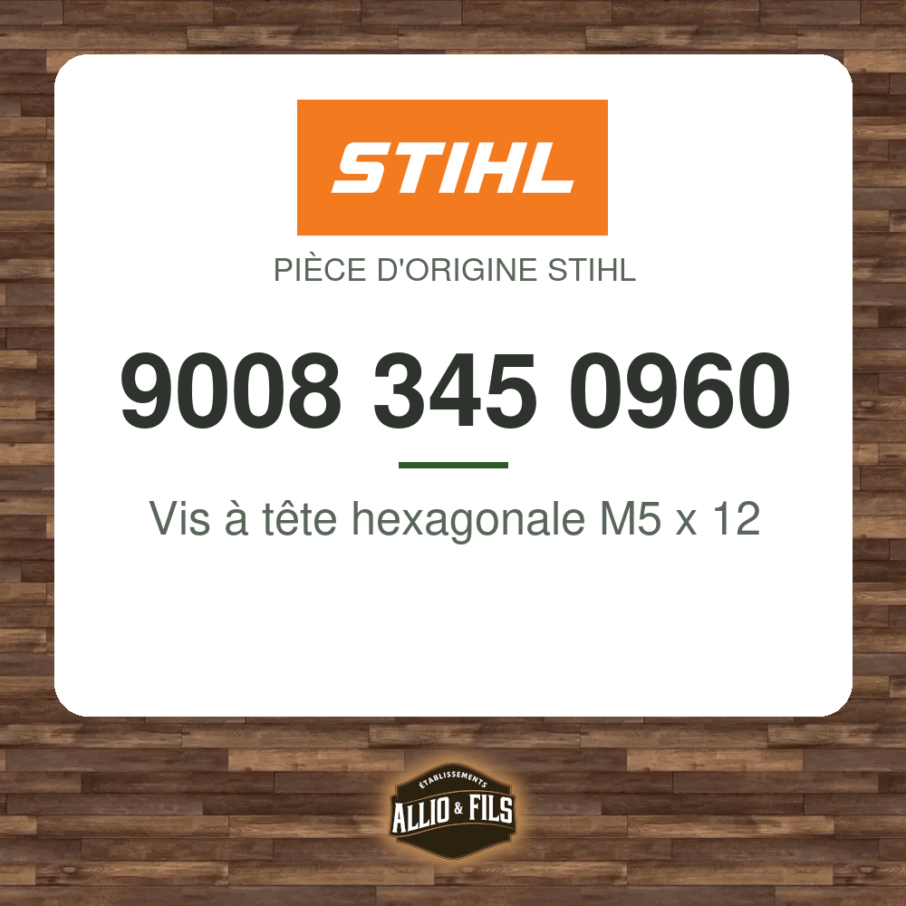 Vis à tête hexagonale M5 x 12 - Stihl 9008 345 0960