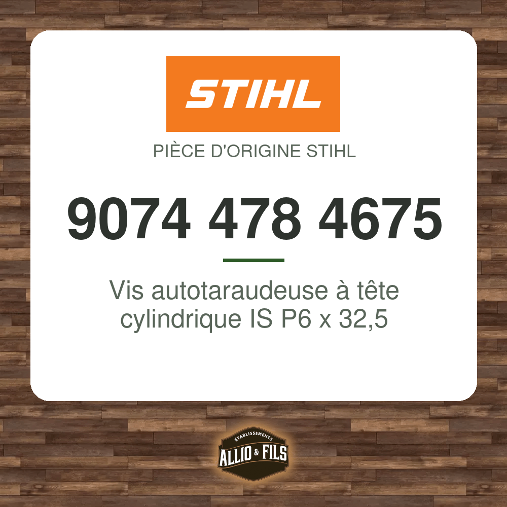 Vis autotaraudeuse à tête cylindrique IS P6 x 32,5 - Stihl 9074 478 4675