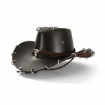 Chapeau Western Punk en Cuir PU Noir ou Marron foncé mixte