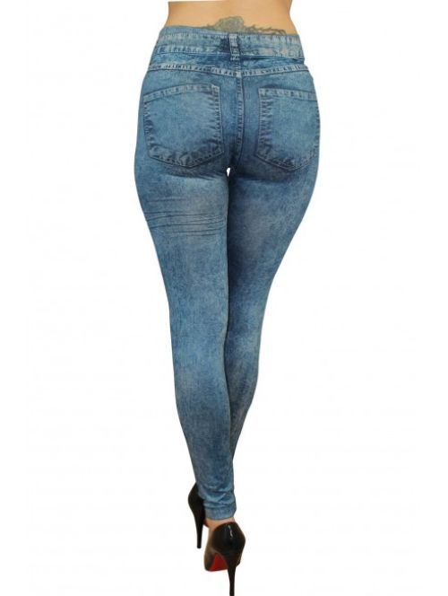Legging bleu effet jean délavé -16608