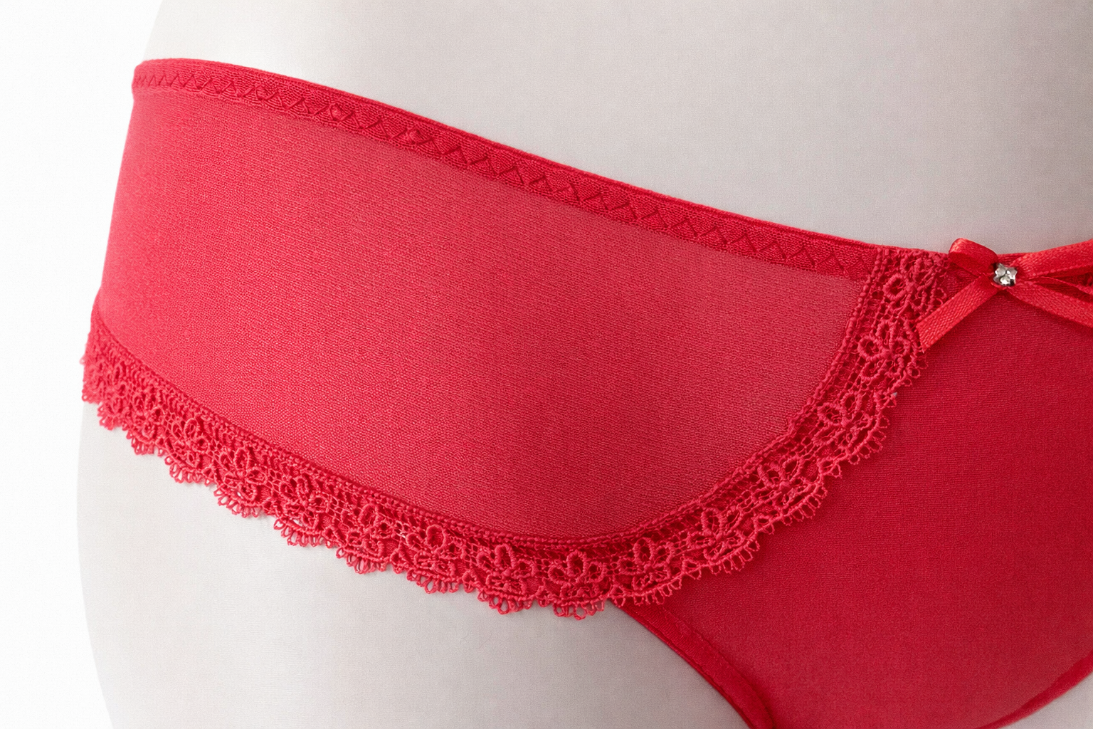 Culotte bikini -dentelle raffinée, nœud bijou, effet invisible (7)