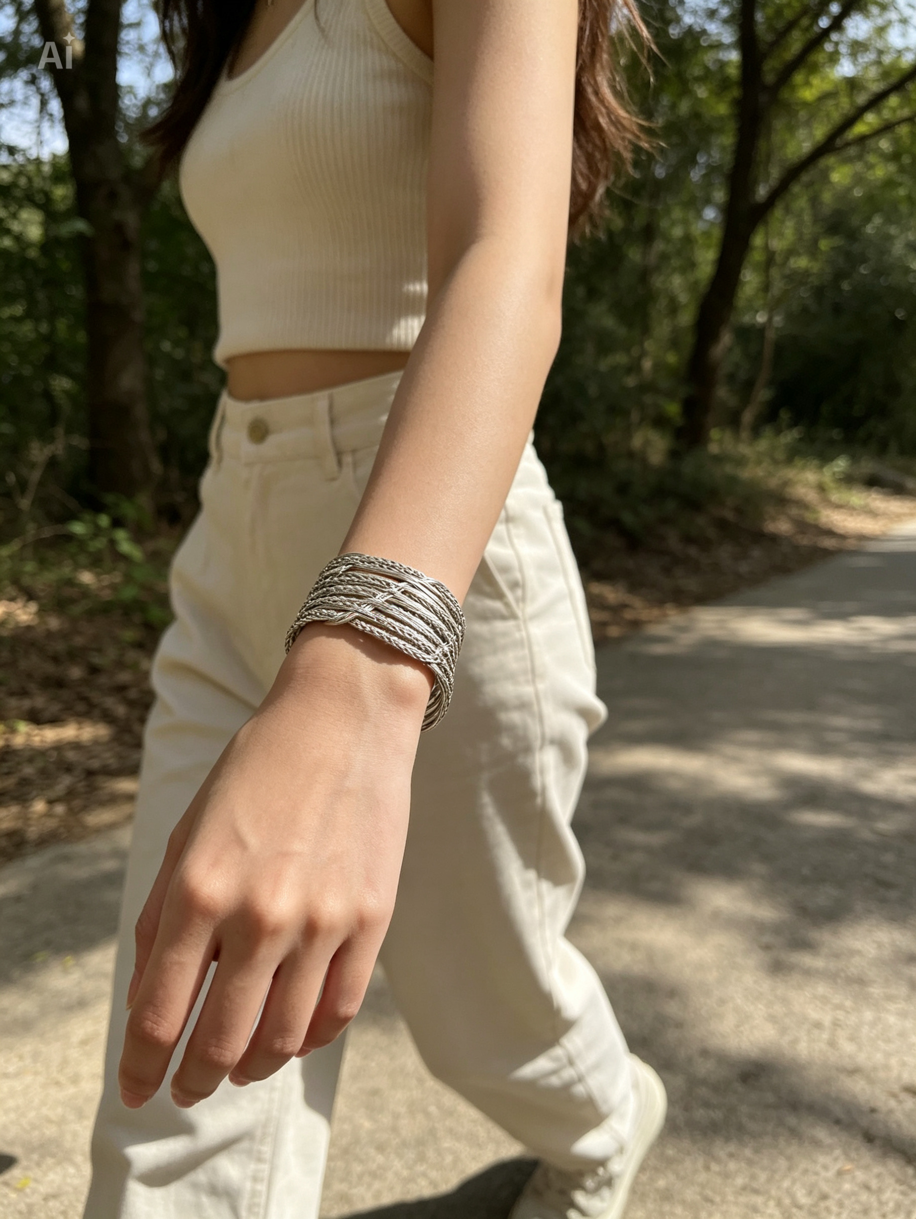Bracelet manchette ajustable tressé  (1)