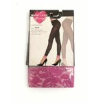 Legging fin opaque noir dentelle rose  (2)