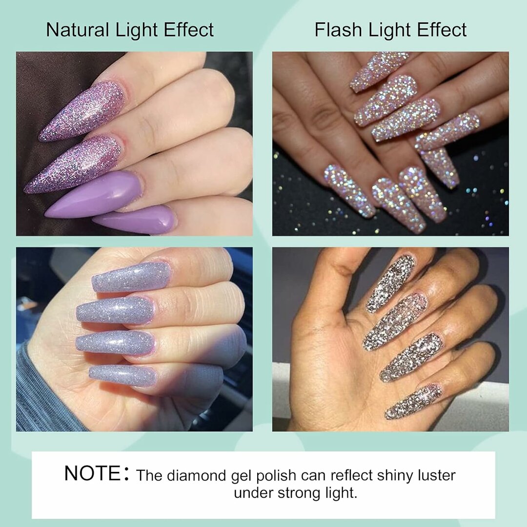 StarDust Glitzer-Gel – 6 reflektive Diamant-Farben Lila & Blau für Nail Art – Abbildung 3