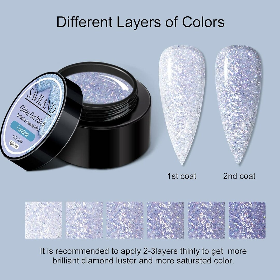 StarDust Glitzer-Gel – 6 reflektive Diamant-Farben Lila & Blau für Nail Art – Abbildung 4