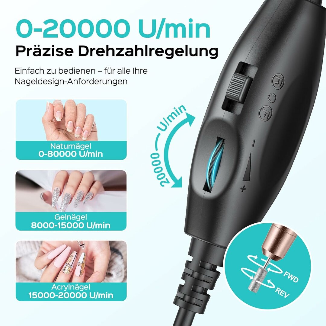 StartDrill C40 – Einsteiger-Nagelfräser 20.000 U/min, kabelgebunden & zuverlässig – Abbildung 3