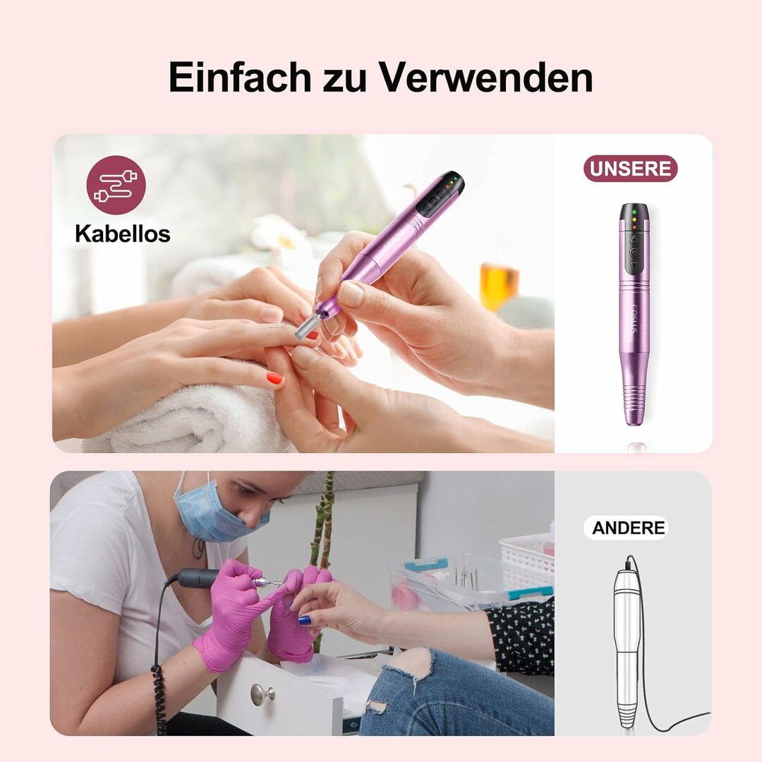 GlowDrill USB-C Nagelfräser – Kompakter Fräser mit Beleuchtung & USB-C Laden – Abbildung 2
