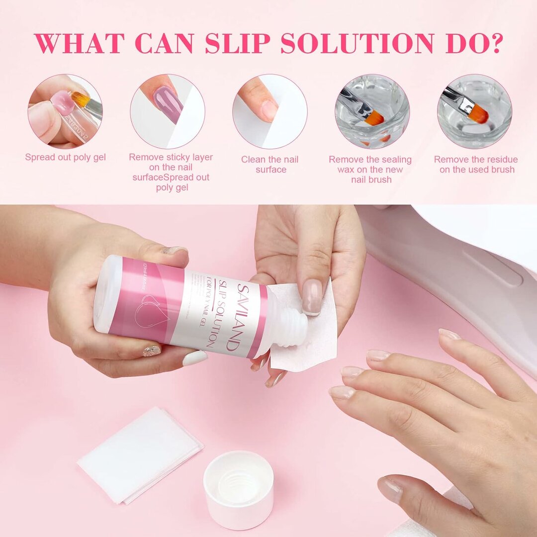 SlipMaster Polygel-Flüssigkeit – 75ml Anti-Haft-Slip-Solution mit Pinsel & Clips – Abbildung 2