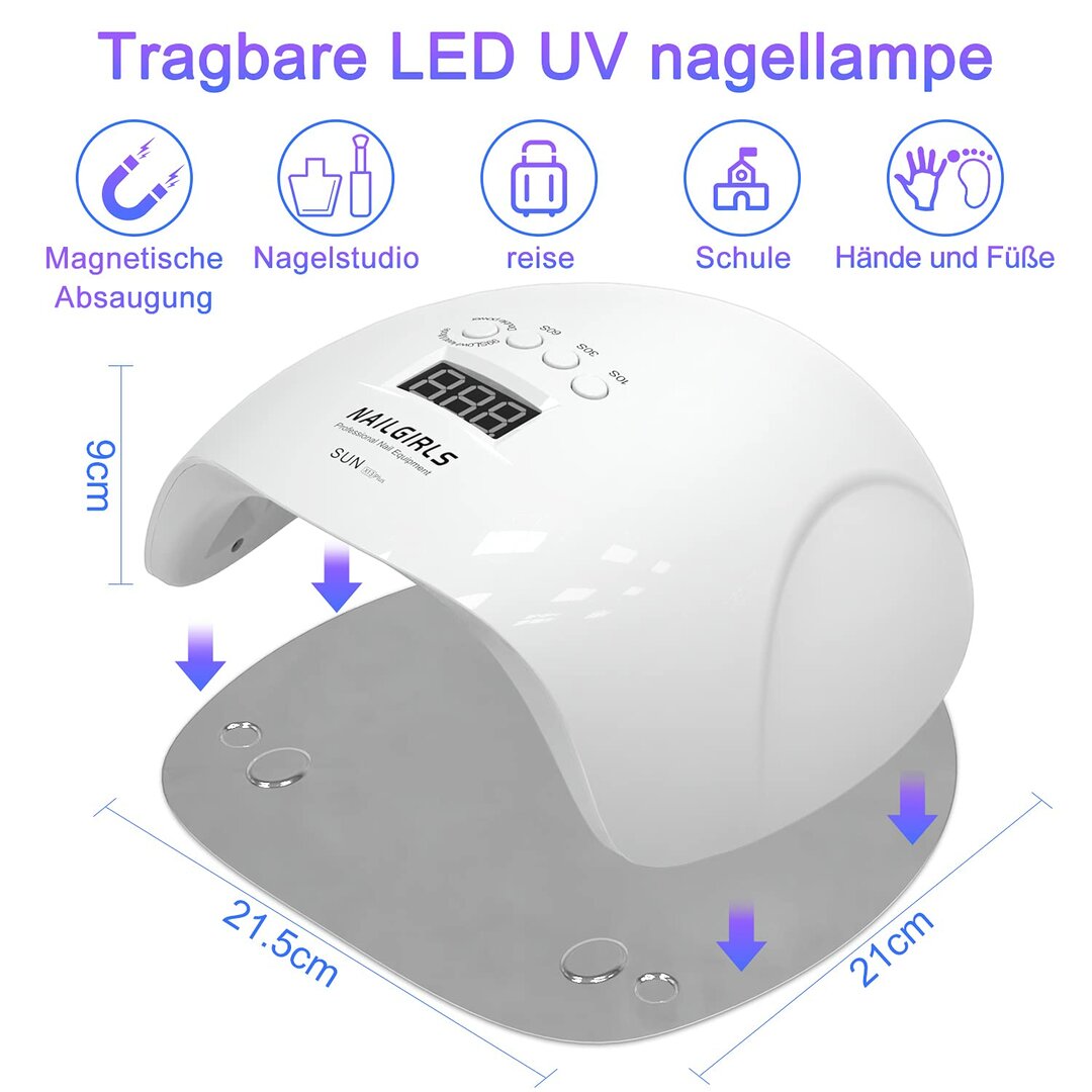 MagnaGlow 150W Nagellampe – Abnehmbare Magnetplatte, 50% schnellere Aushärtung – Abbildung 6