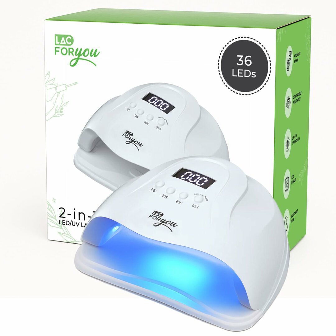 LacForYou 72LED Lampe – 365+405nm, Low-Heat, abnehmbare Basis, LCD – Abbildung 1
