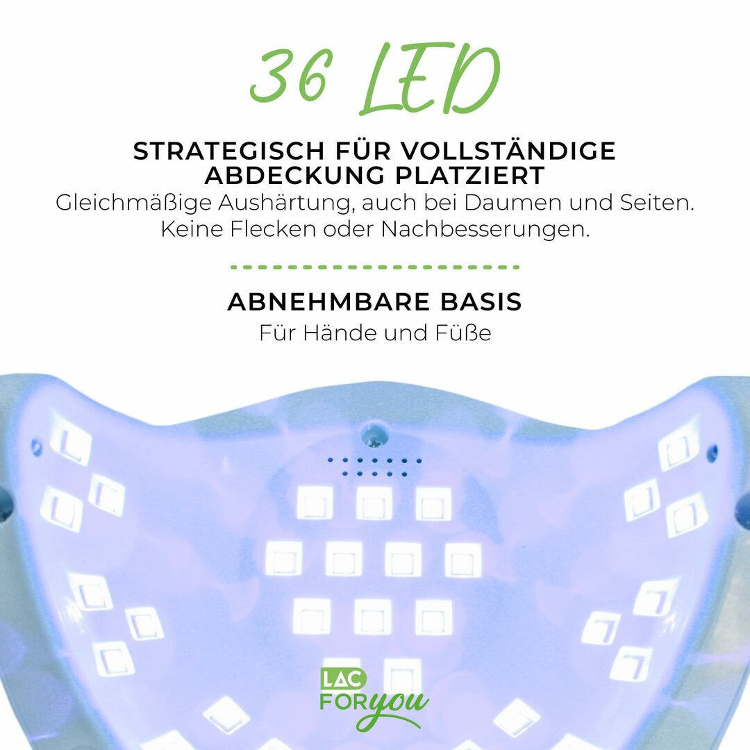 LacForYou 72LED Lampe – 365+405nm, Low-Heat, abnehmbare Basis, LCD – Abbildung 4