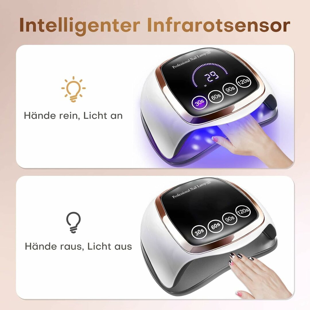 TouchScreen 168W Nagellampe – 7,5-Zoll LCD-Touchscreen, 4 Timer, Sensor – Abbildung 4