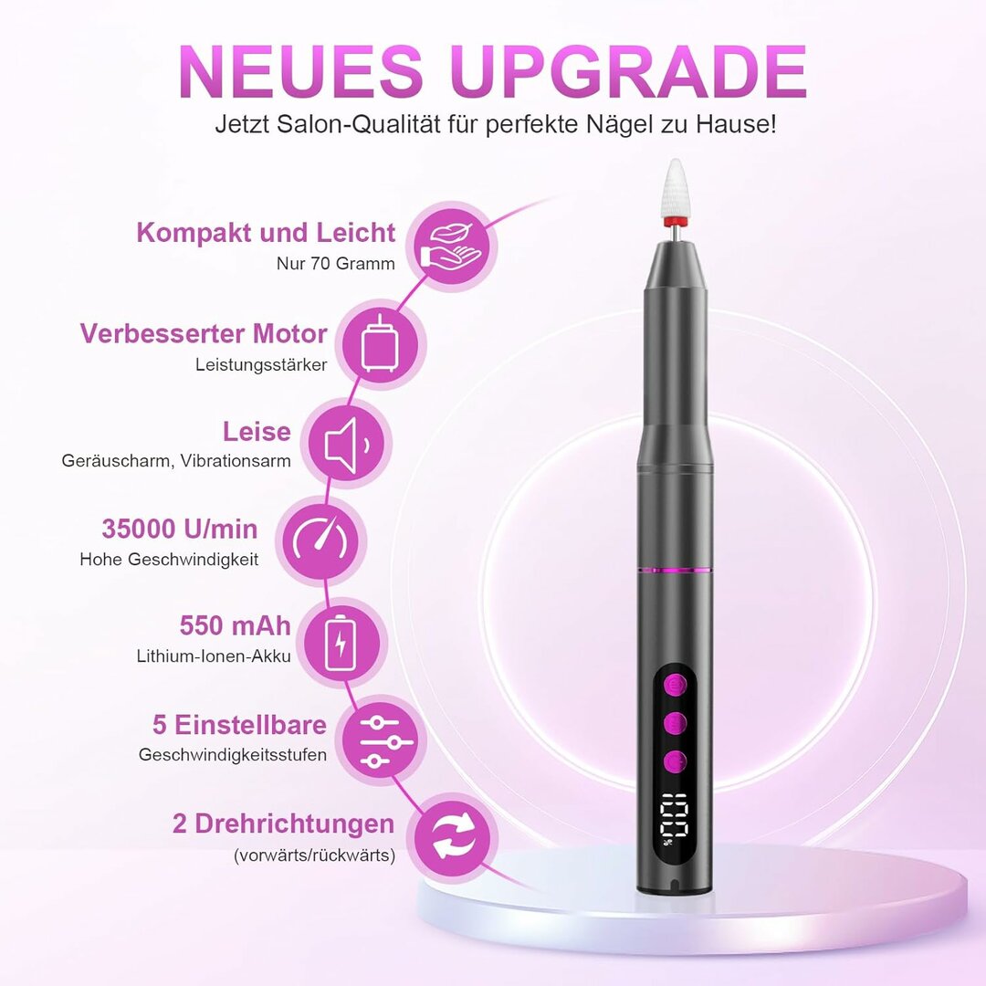 PofiboDrill 12-in-1 – 35.000 U/min kabellos, 5 Stufen, sehr leise, Display – Abbildung 2