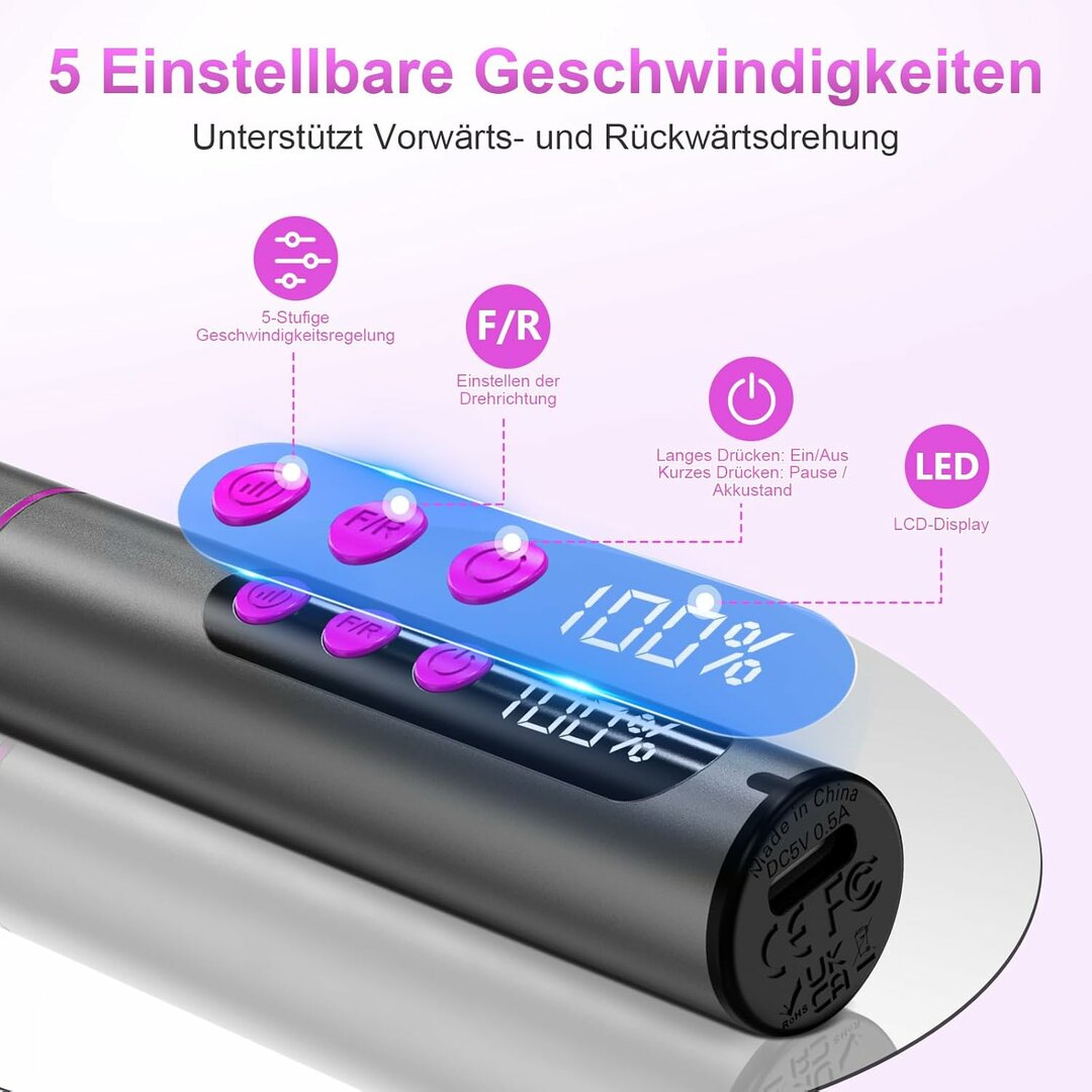PofiboDrill 12-in-1 – 35.000 U/min kabellos, 5 Stufen, sehr leise, Display – Abbildung 4