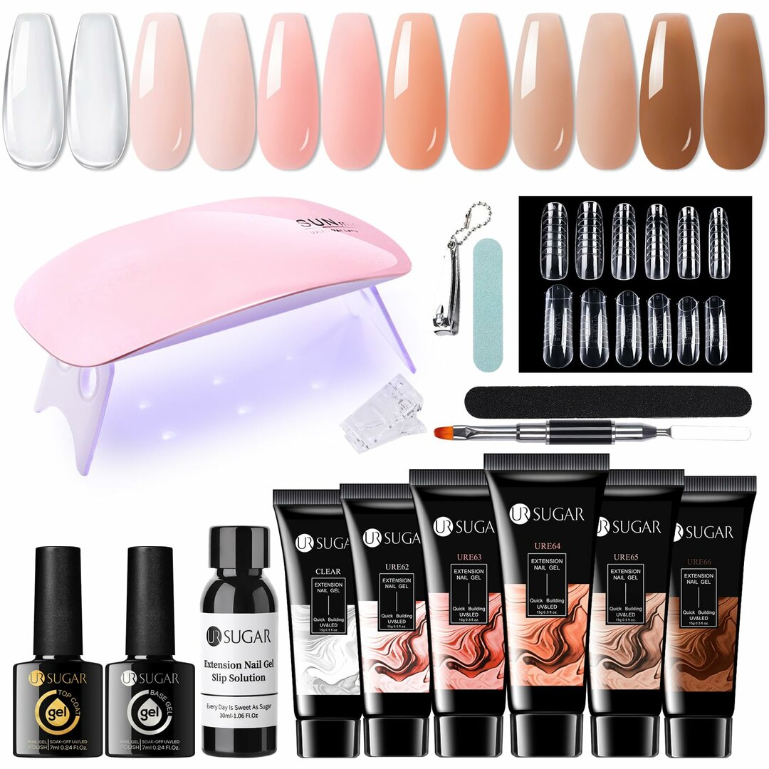 NeonExtend Polygel Set – 6 Neon-Farben Grün & Gelb für Festival-Nails – Abbildung 1