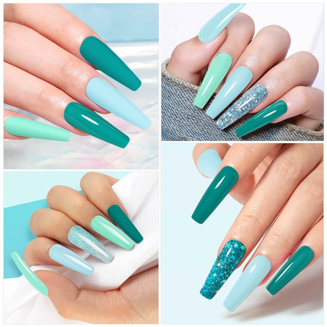 NeonVibes UV-Set – 6 Cyan Grün Hellblau Glitzer Gel Farben – Abbildung 5